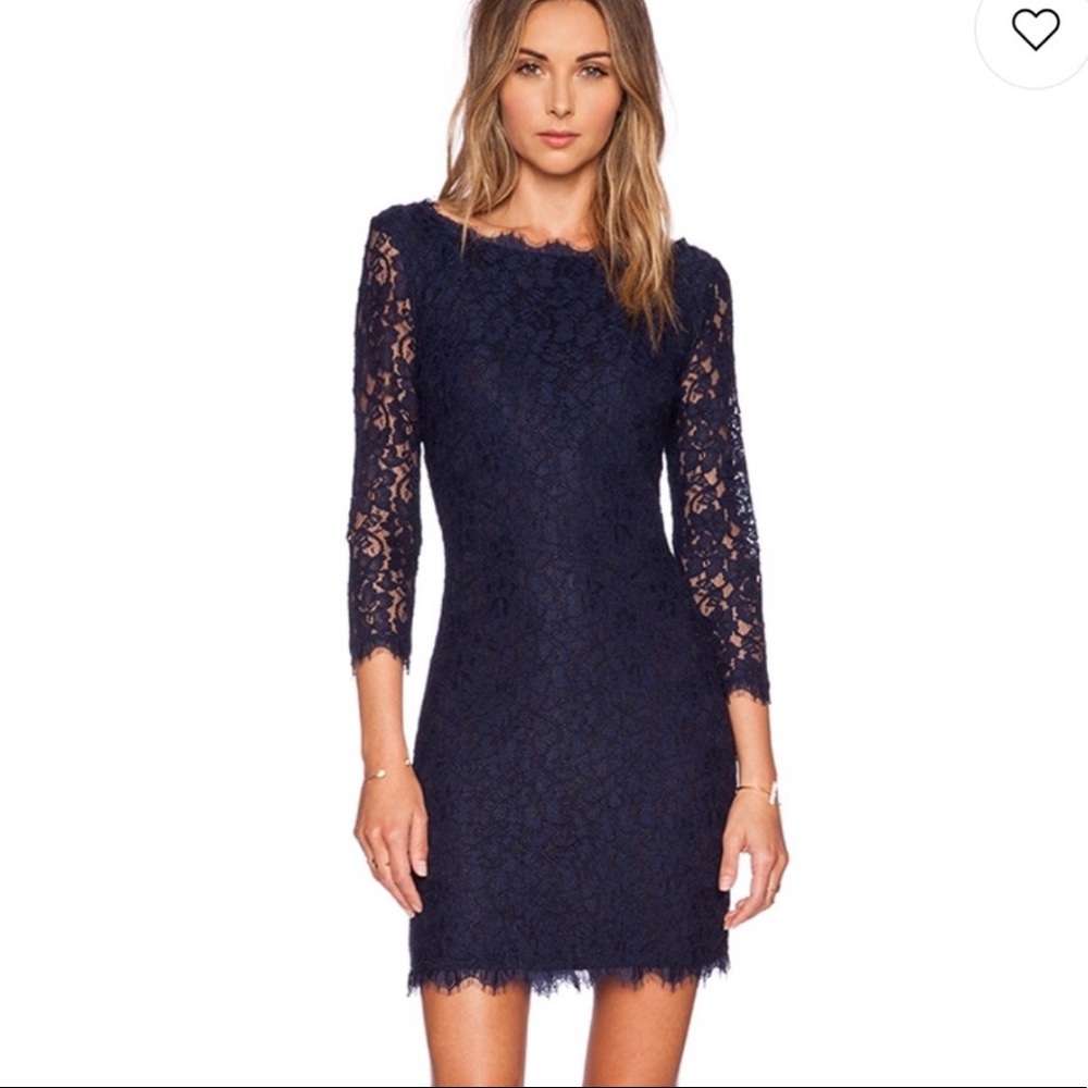 DvF Navy Zarita Dress Sz 4